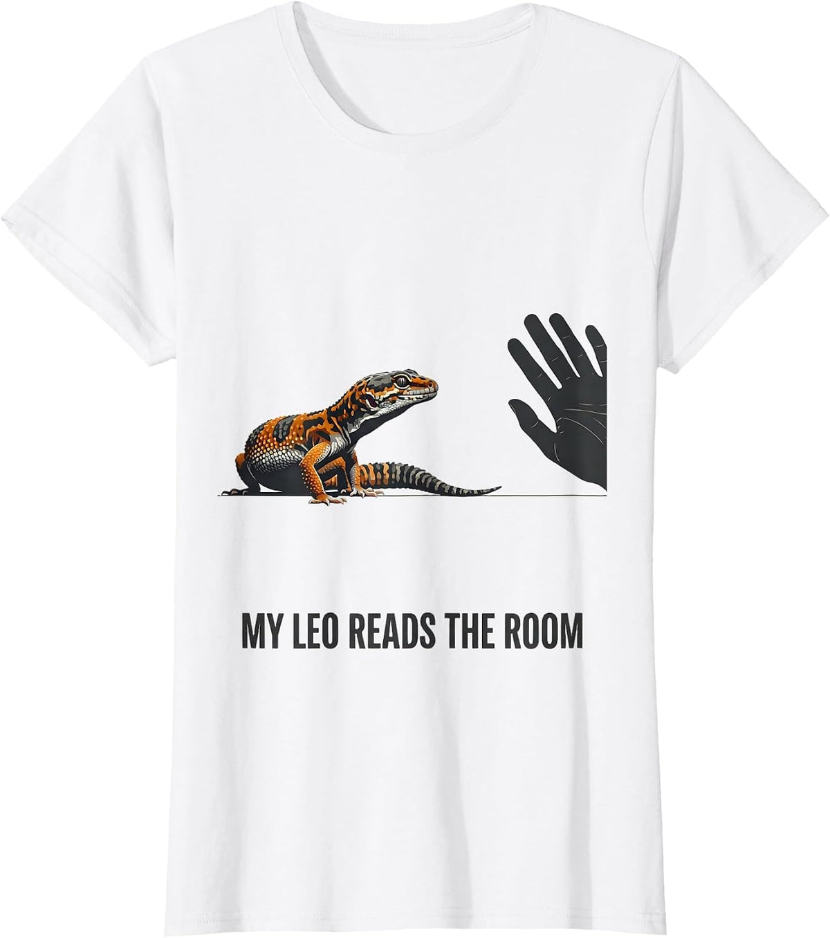 My Leo Reads The Room Funny Leopard Gecko Reptile Lover Gift T-Shirt - White