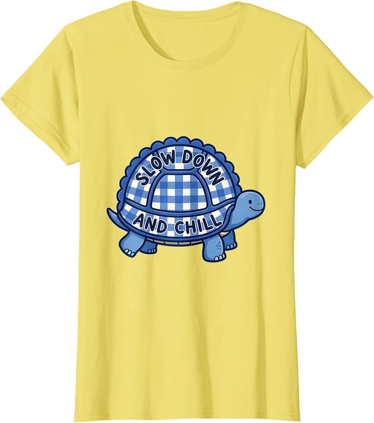 Slow Down and Chill Turtle Graphic Design T-Shirt - Lemon Yellow