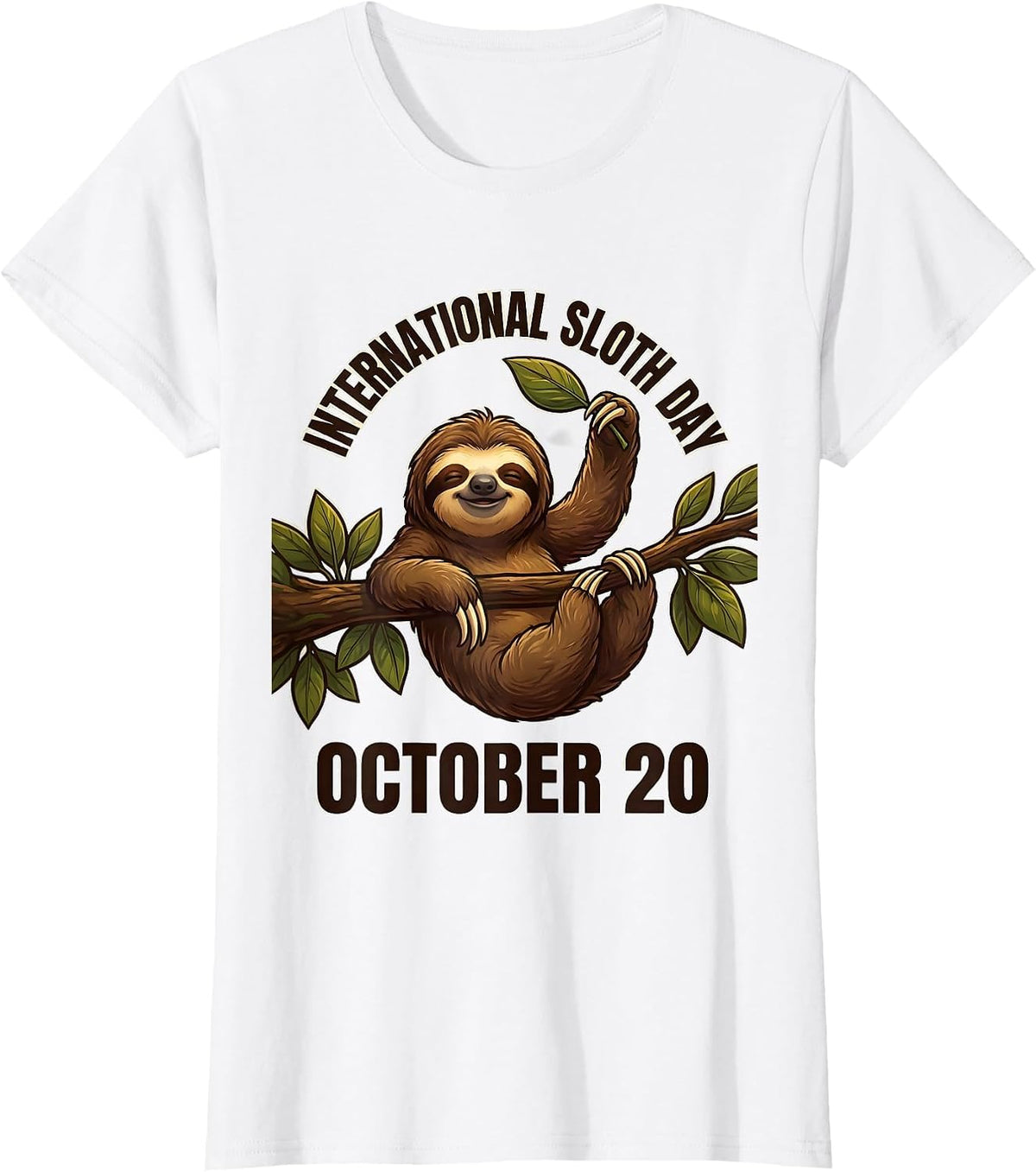International Sloth Day October 20 Cartoon Sloth Lover T-Shirt - White