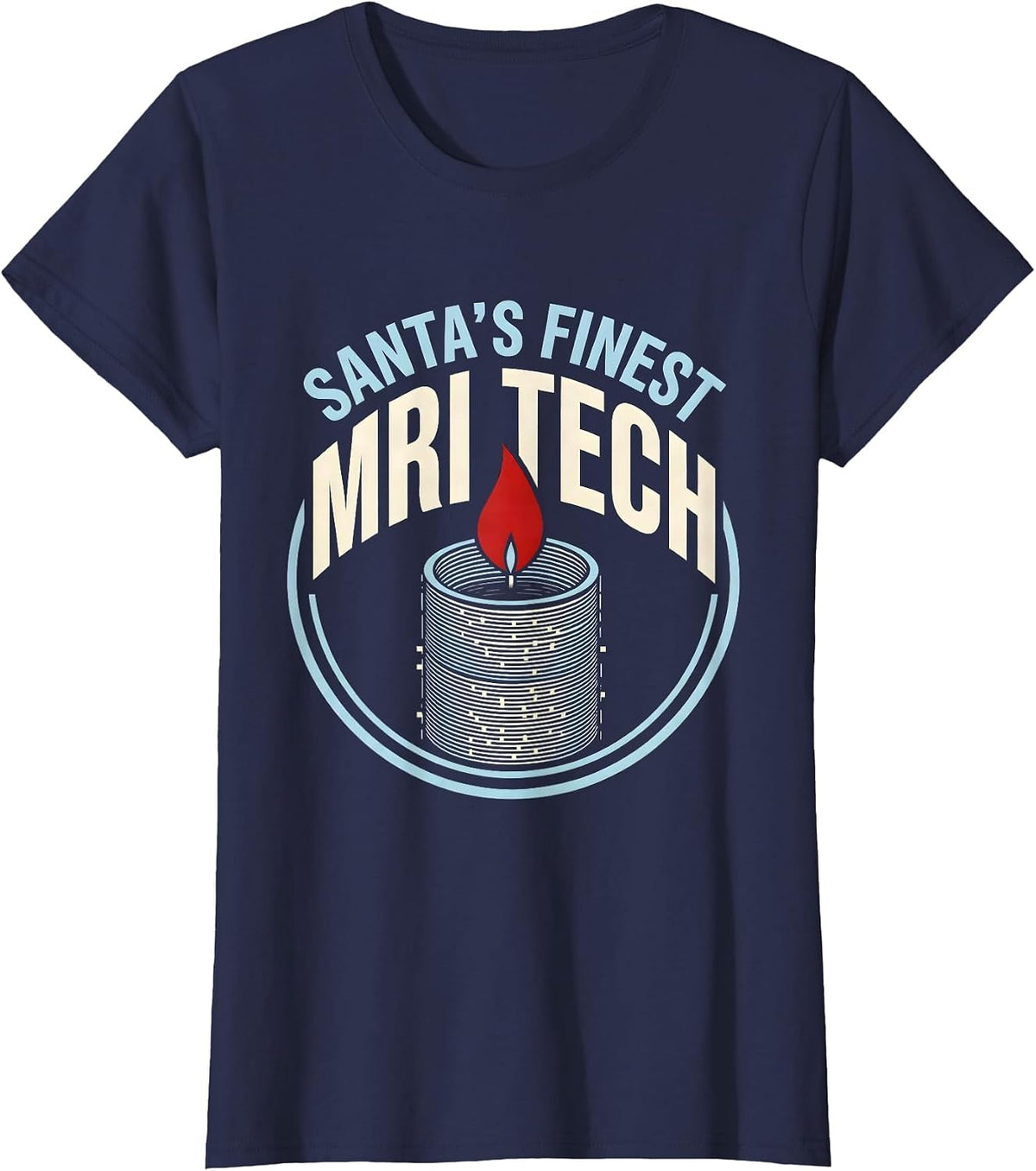 Women's Santa's Finest MRI Tech Funny Radiology Tech Christmas Humor T-Shirt - Navy Blue