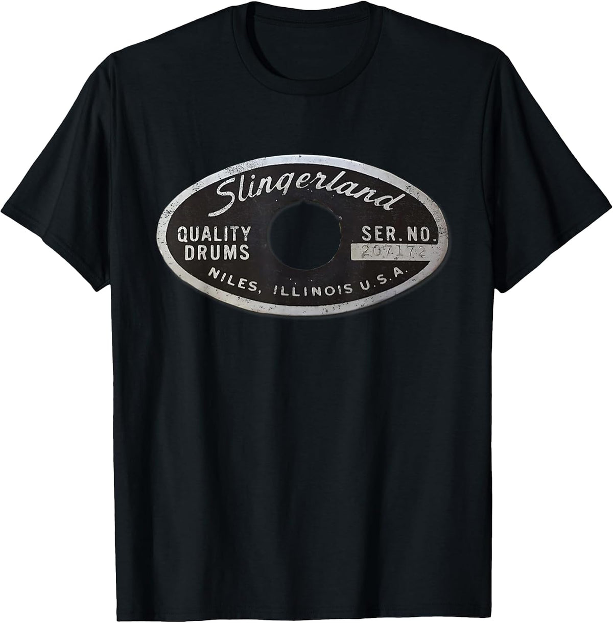 Vintage Slingerland Drums Guitar USA Drummer Tee T-Shirt - Black