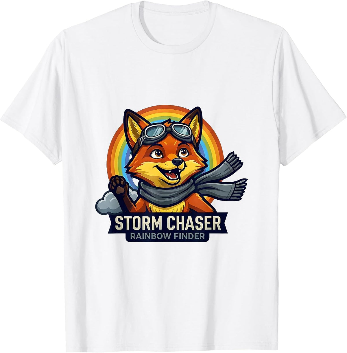 Storm Chaser Rainbow Finder Colorful Design T-Shirt, Men, White, XX-Large - As Pictured