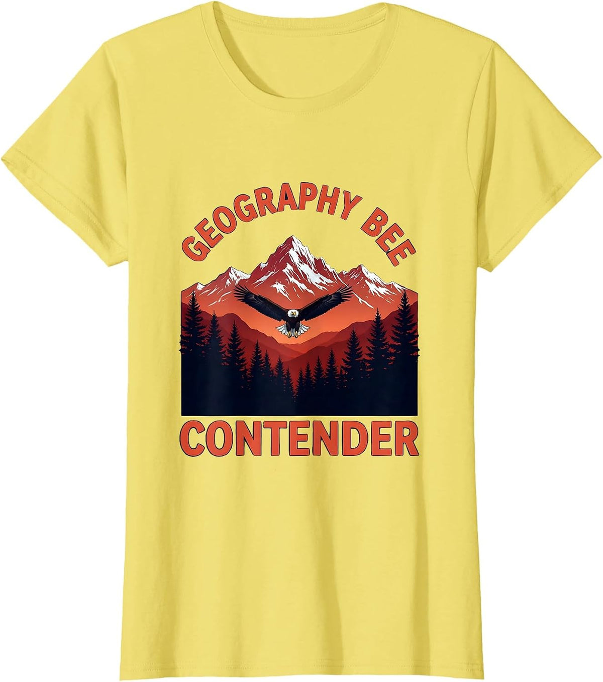 4th Grade Geography Bee Contender Design T-Shirt - Lemon Yellow
