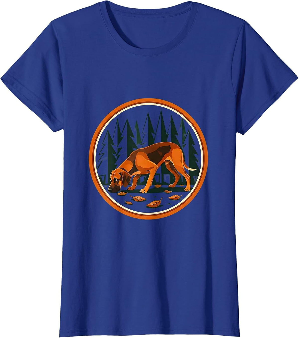 Women's Bloodhound On The Trail Hunting Graphic T-Shirt - Royal Blue
