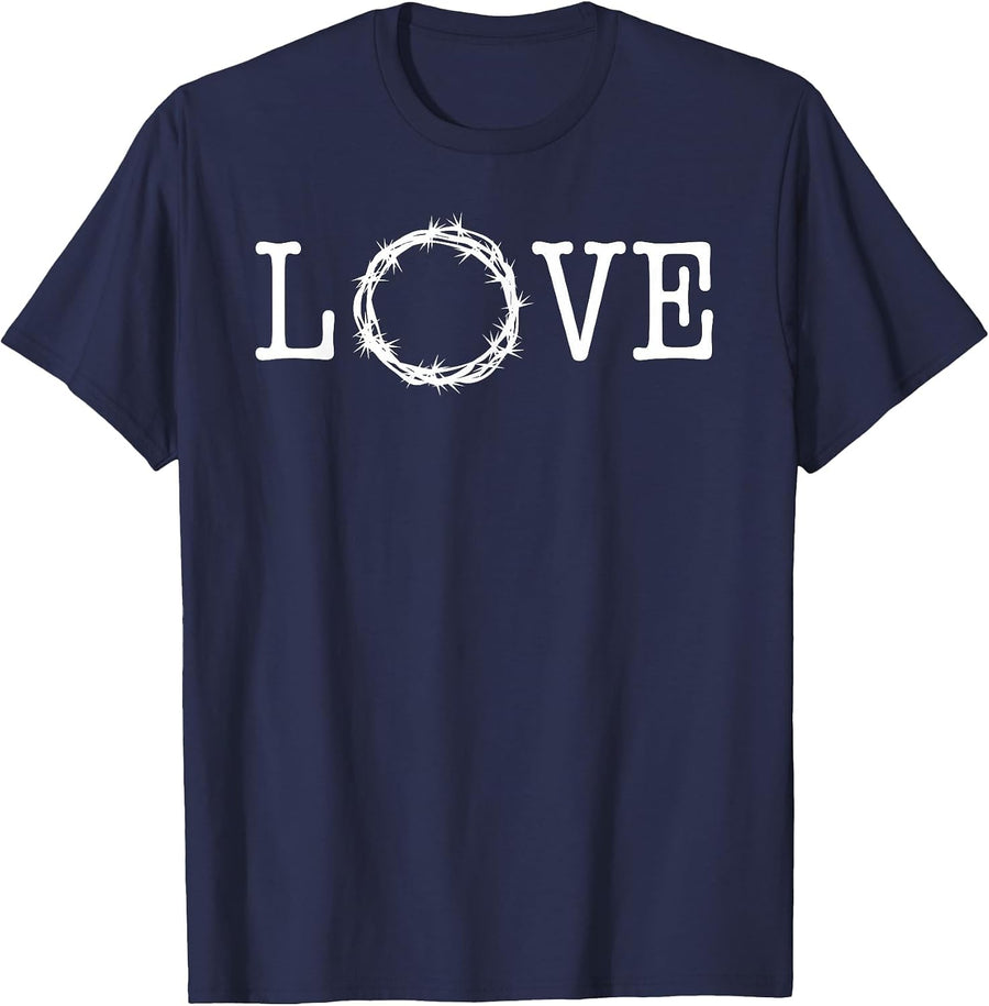 Love with Crown of Thorns as O Jesus Paid it All T-Shirt - Navy Blue