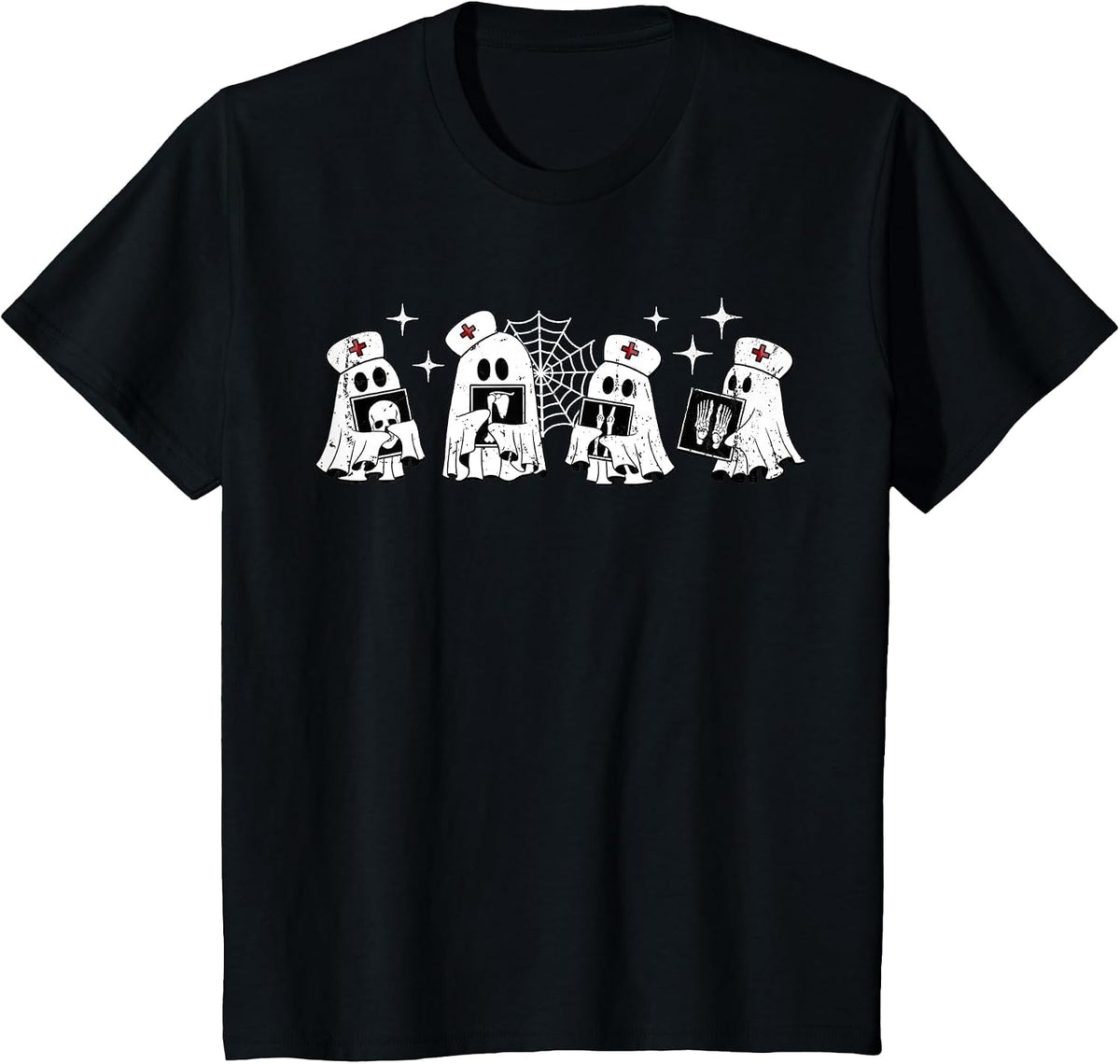 Funny Radiology Ghost Boo Crew Skeleton X-ray Bones RAD Tech T-Shirt - Black