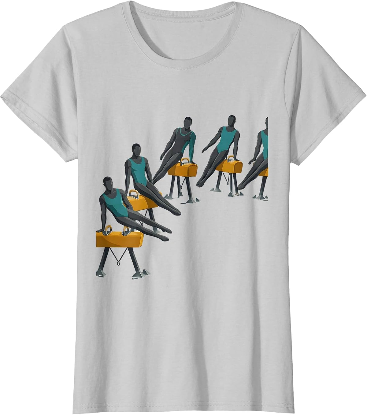 Gymnast Silhouettes Midcentury Modern Funny Gymnastics Gift T-Shirt - Silver Grey
