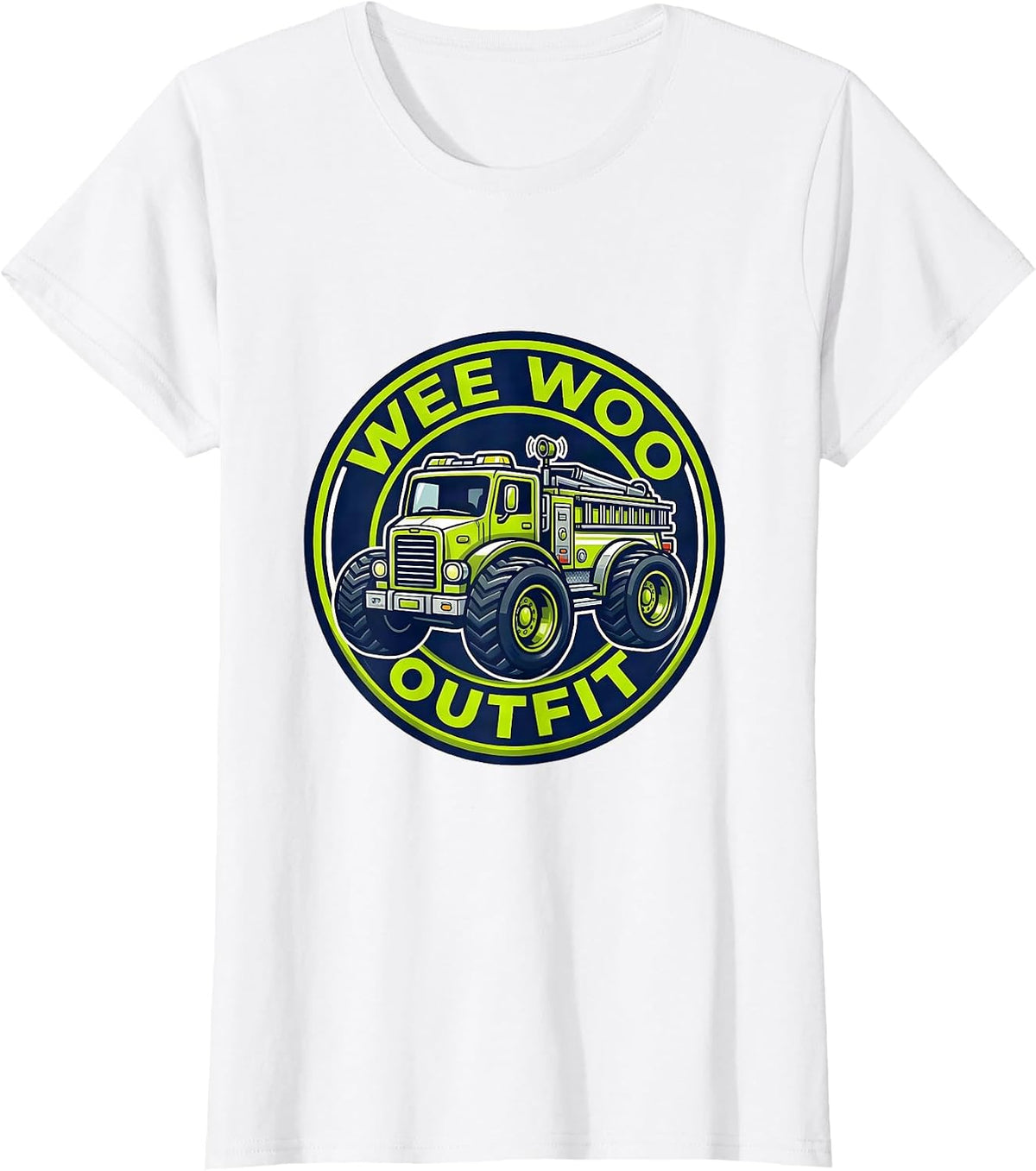Wee Woo Outfit Funny Firefighter Squad Siren Humor T-Shirt - White