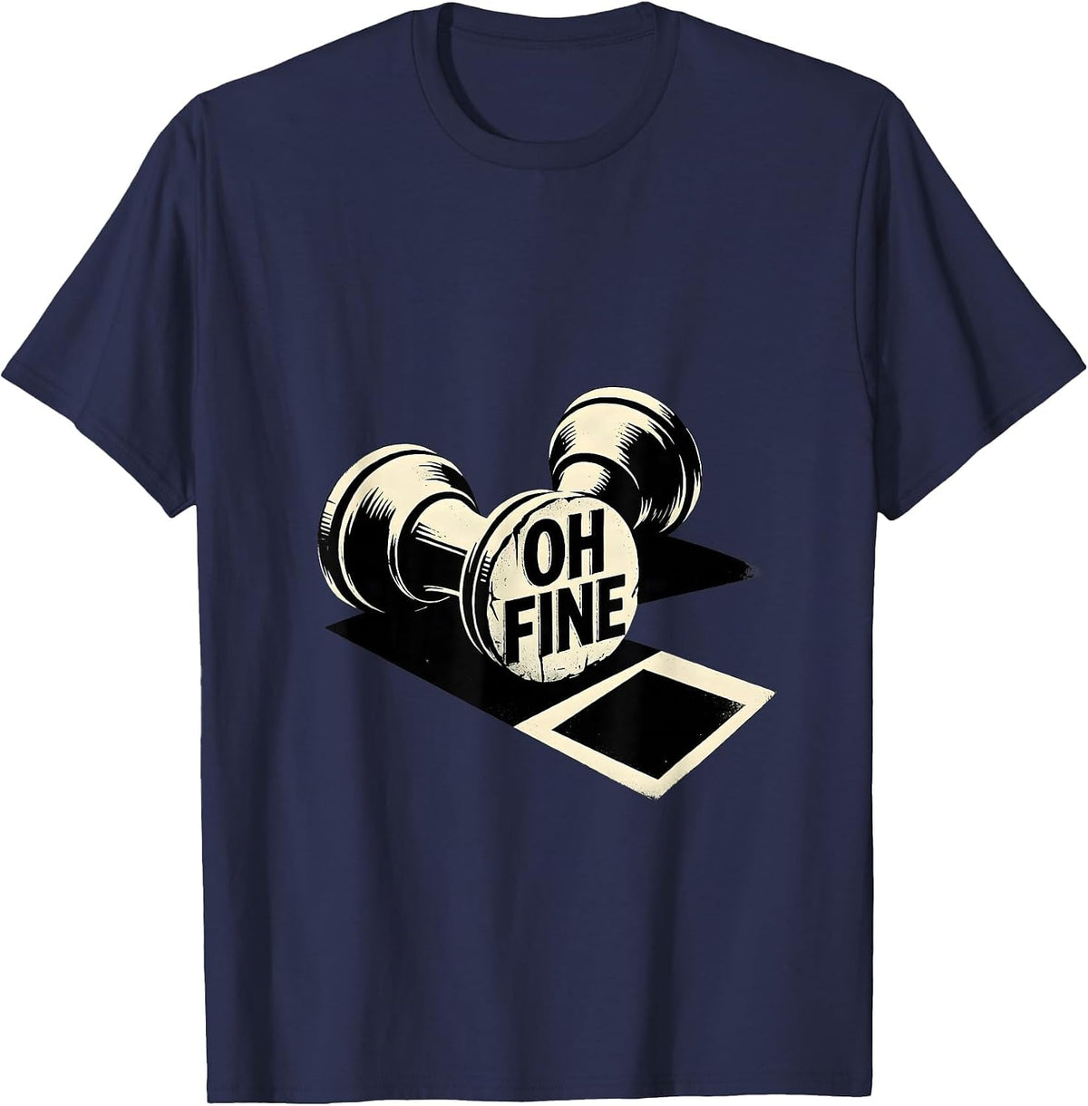 Oh Fine Stencil Chess Player Lover Humor Gift T-Shirt - Navy Blue
