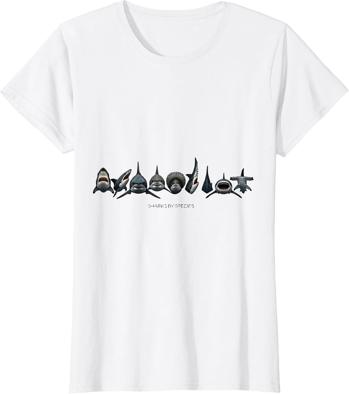Sharks By Species Monochromatic Marine Wildlife Lover Gift T-Shirt - White