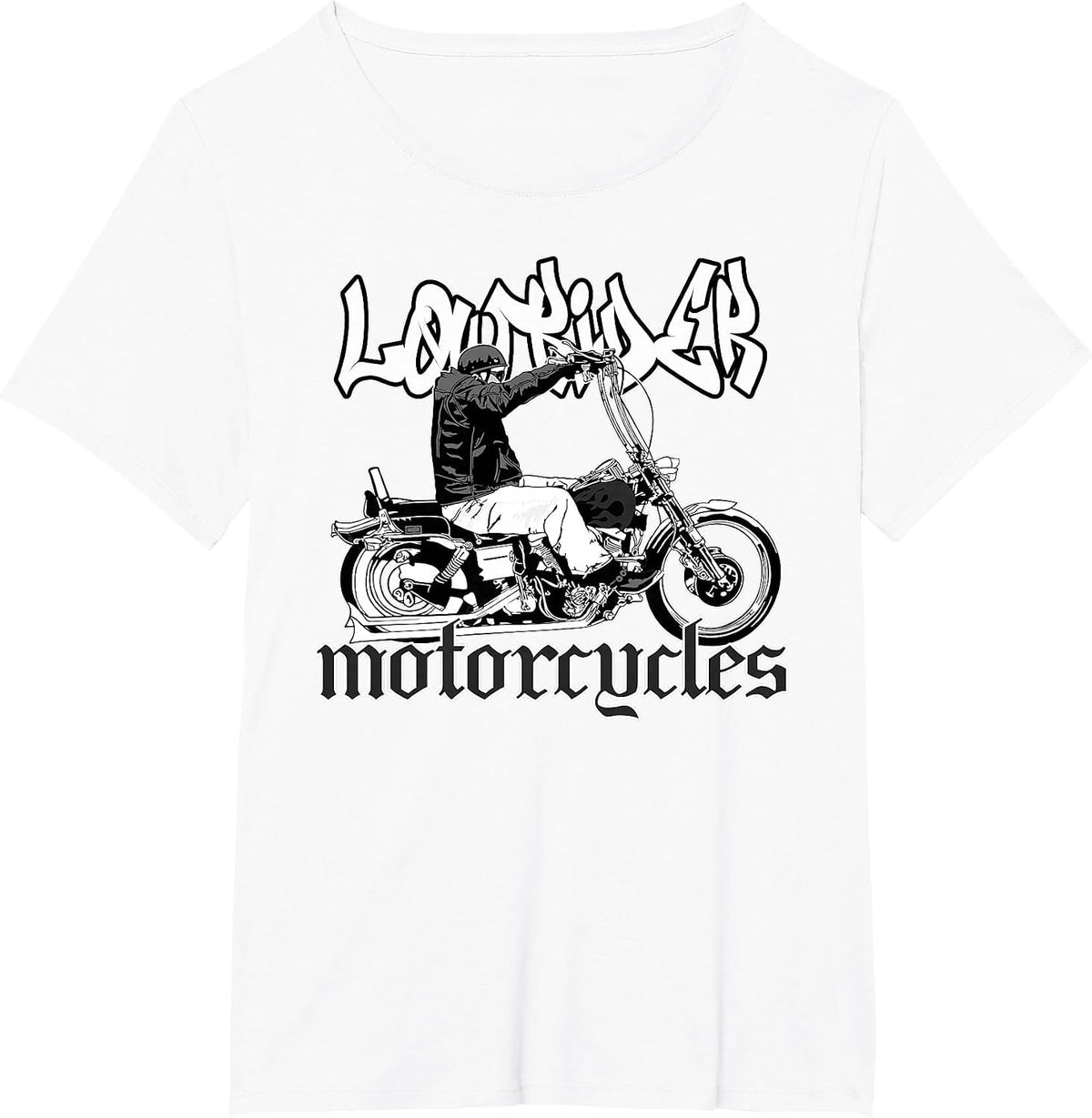 Mens Chicano Biker. Latino Cholo Motorcycles, Vicla Lowrider T-Shirt - White