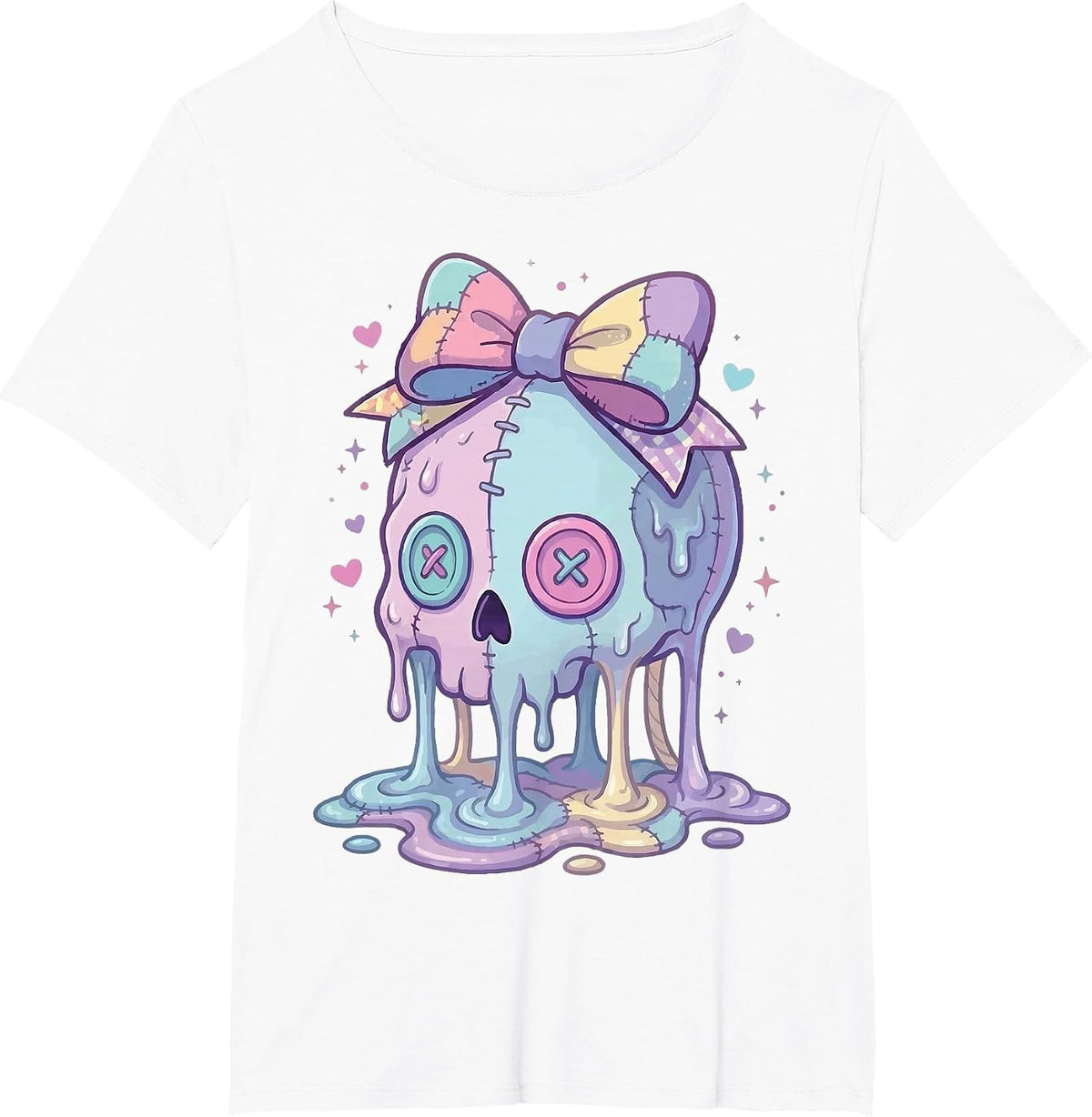 Melting Skull Pastel Goth Cute Aesthetic T-Shirt - White