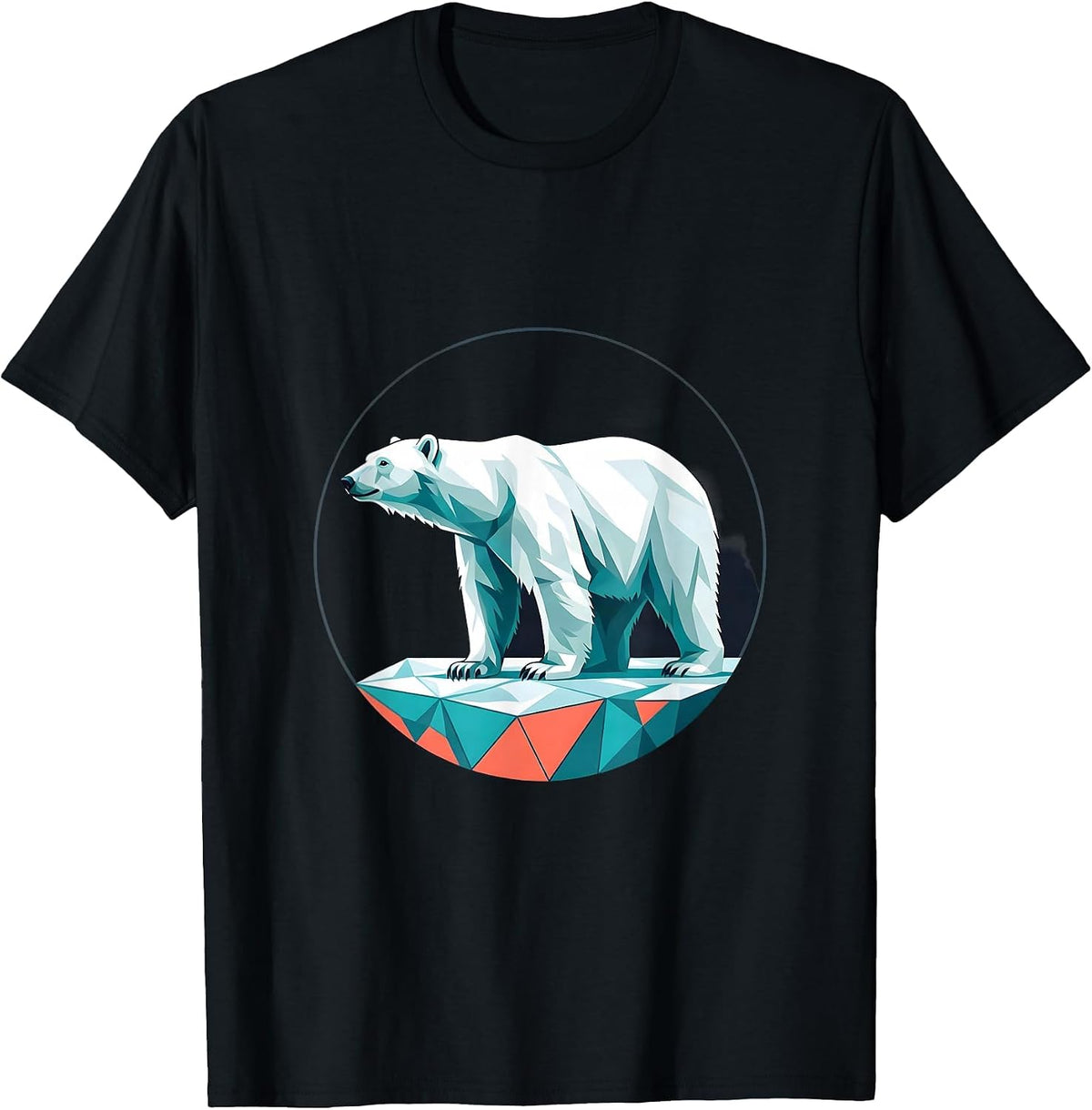Men's Polar Bear Badge Flat Vector Wildlife Lover Gift T-Shirt - Black