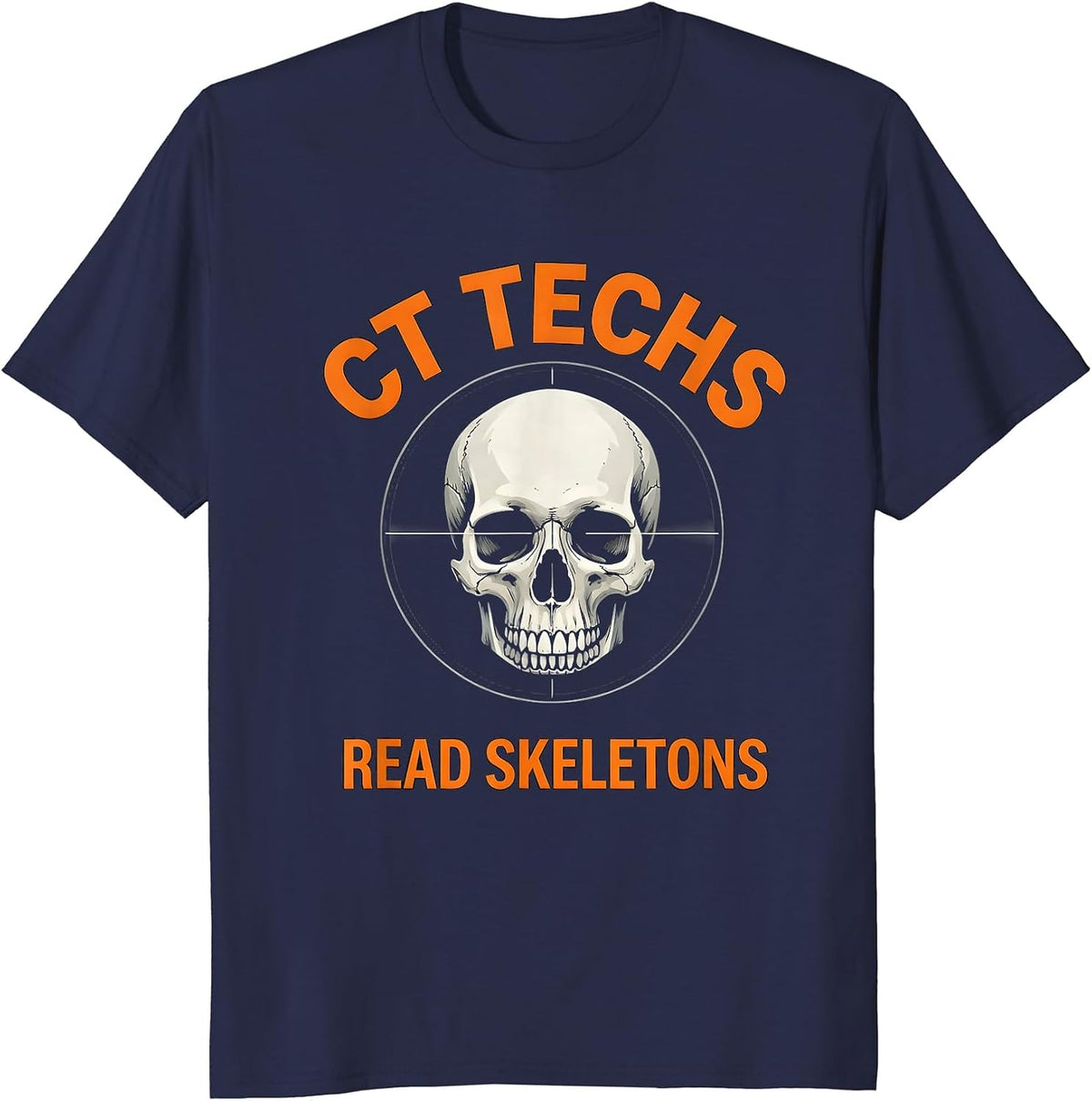 CT Techs Read Skeletons Minimalist Radiology Tech Halloween T-Shirt - Navy Blue