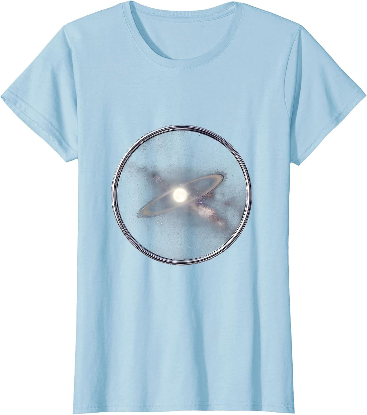 Women's Cosmic Mirror Reflecting the Universe Design T-Shirt - Baby Blue