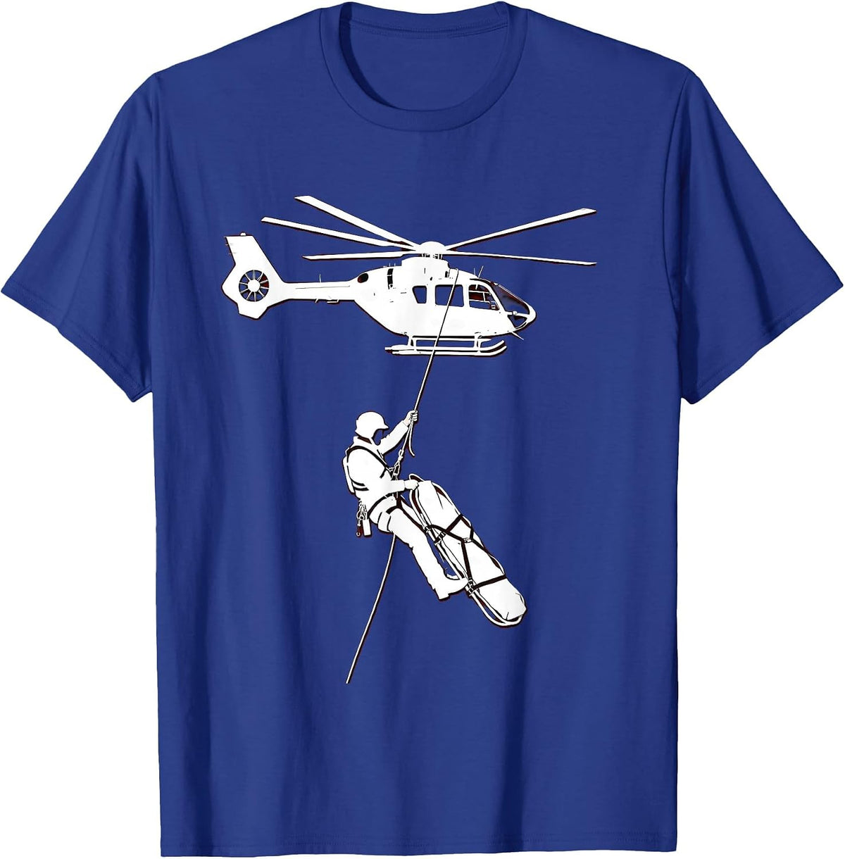 Paramedic Helicopter Rappel Emergency Rescue Graphic T-Shirt - Royal Blue