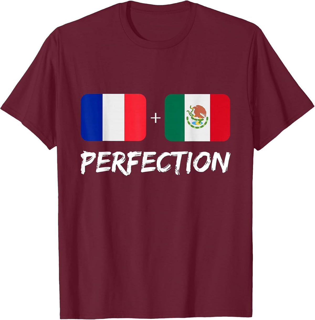 French Plus Mexican Perfection Mix Heritage Flag T-Shirt - Burgundy