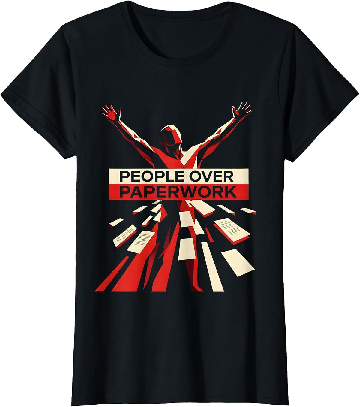 People Over Paperwork Social Worker Design T-Shirt - Black