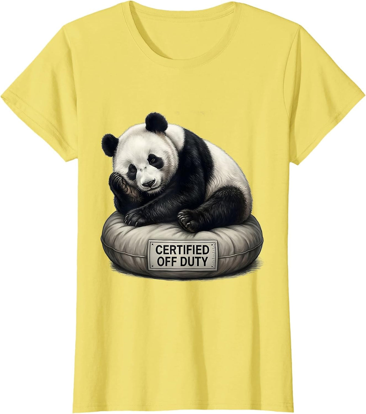 Certified Off Duty Soft Panda Bear Animal Humor Gift T-Shirt - Lemon Yellow