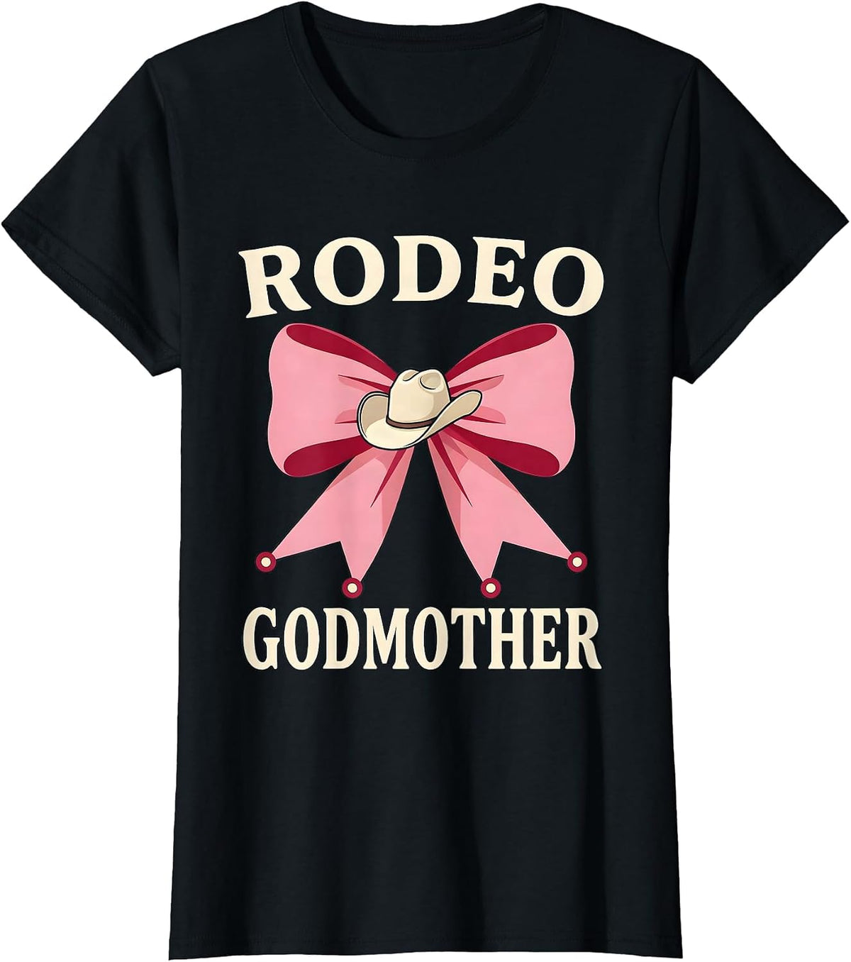 Rodeo Godmother Coquette Cowgirl Birthday Party Family T-Shirt - Black