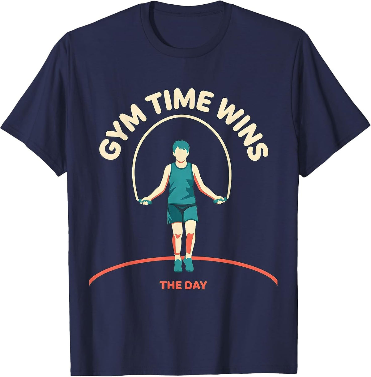 Gym Time Wins The Day Funny PE Teacher Back To School T-Shirt - Navy Blue