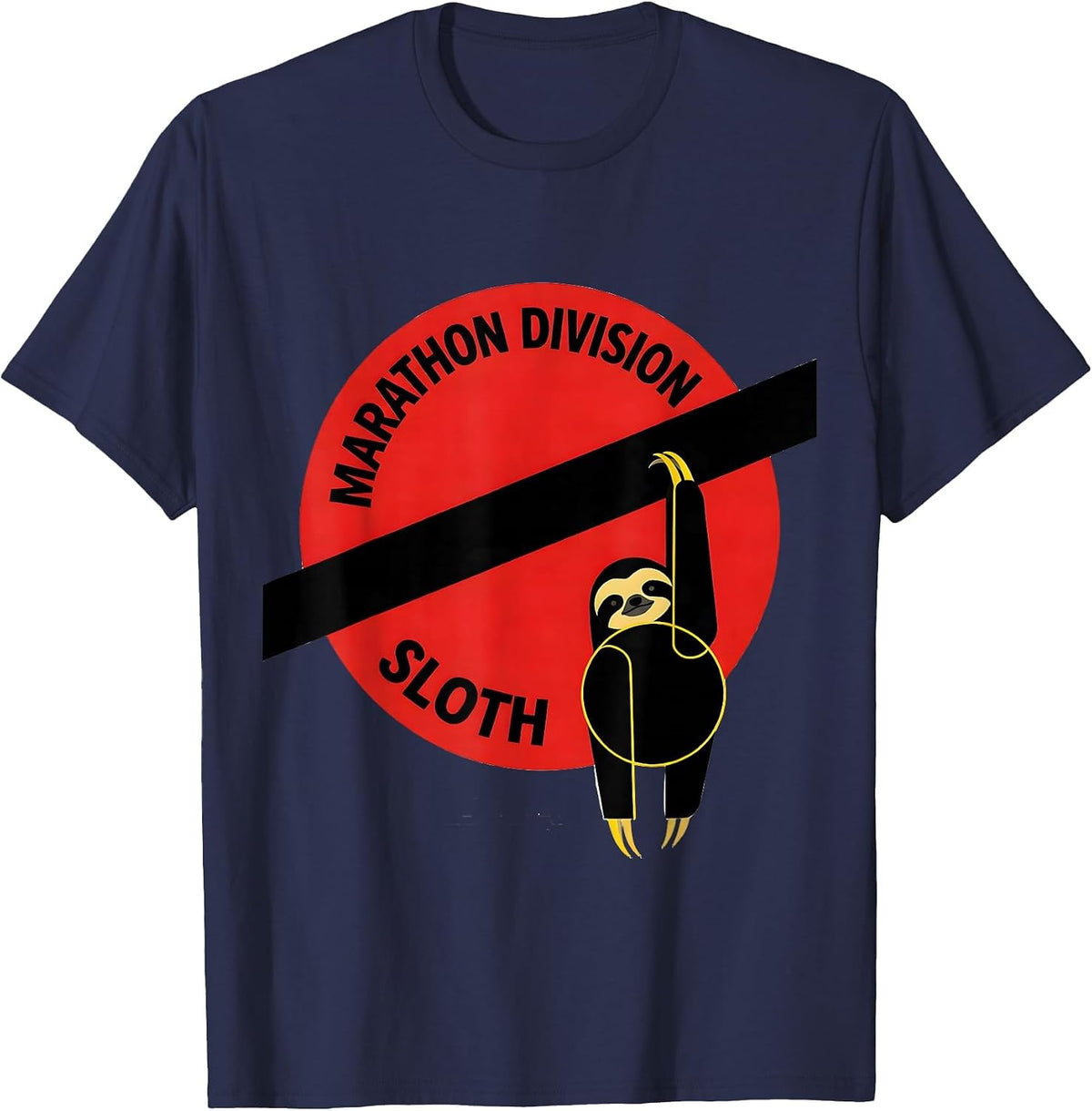 Men's Marathon Division Sloth Funny Sloth Lover Novelty Gift T-Shirt - Navy Blue