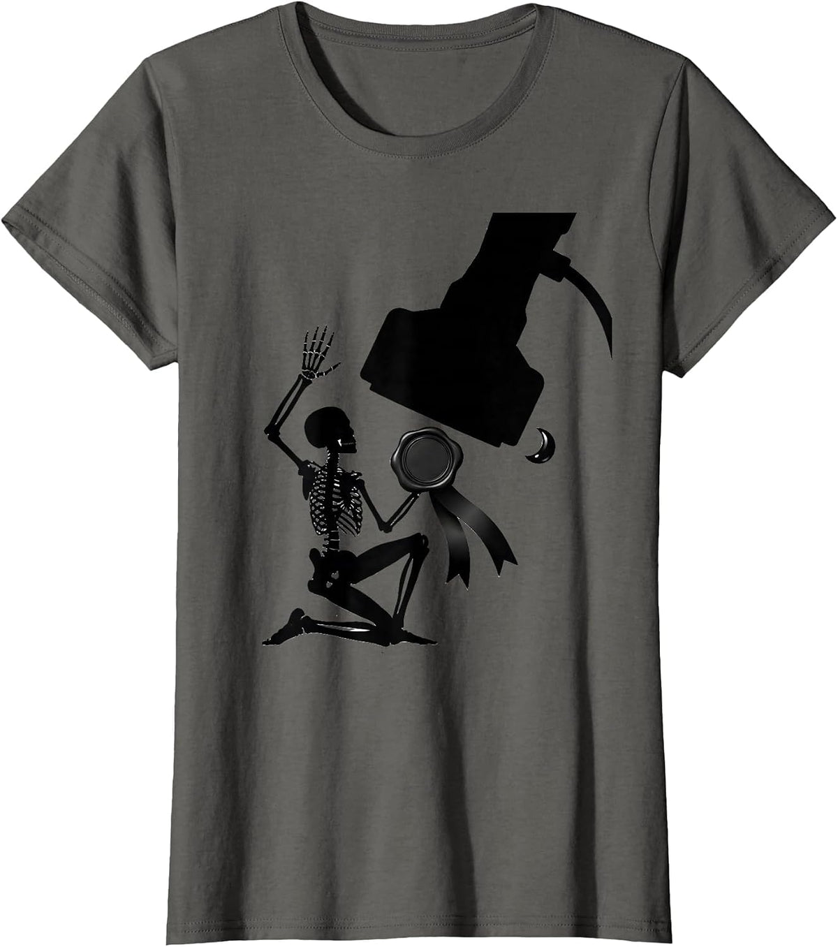 Women's Skeleton Ultrasound Tech Halloween Radiology Humor T-Shirt - Asphalt Grey