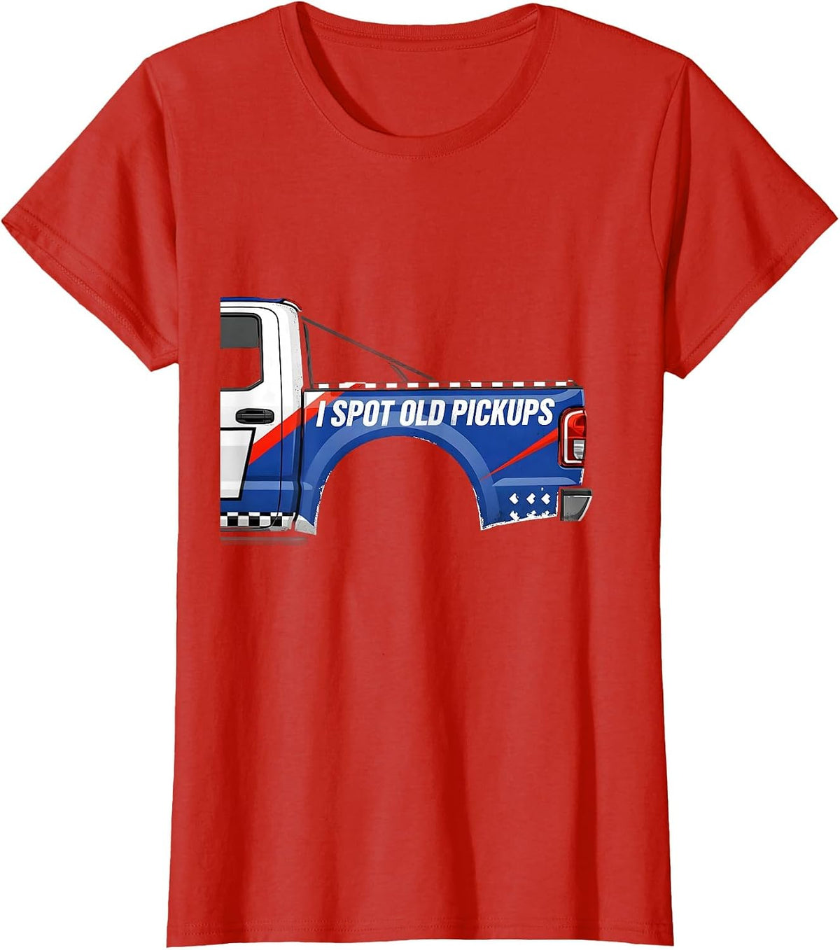 I Spot Old Pickups Racing Livery Graphic Trucker Driver T-Shirt - Red