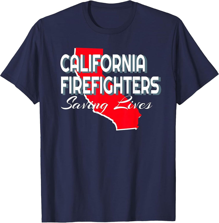 California Firefighters, Saving Lives T-Shirt - Navy Blue