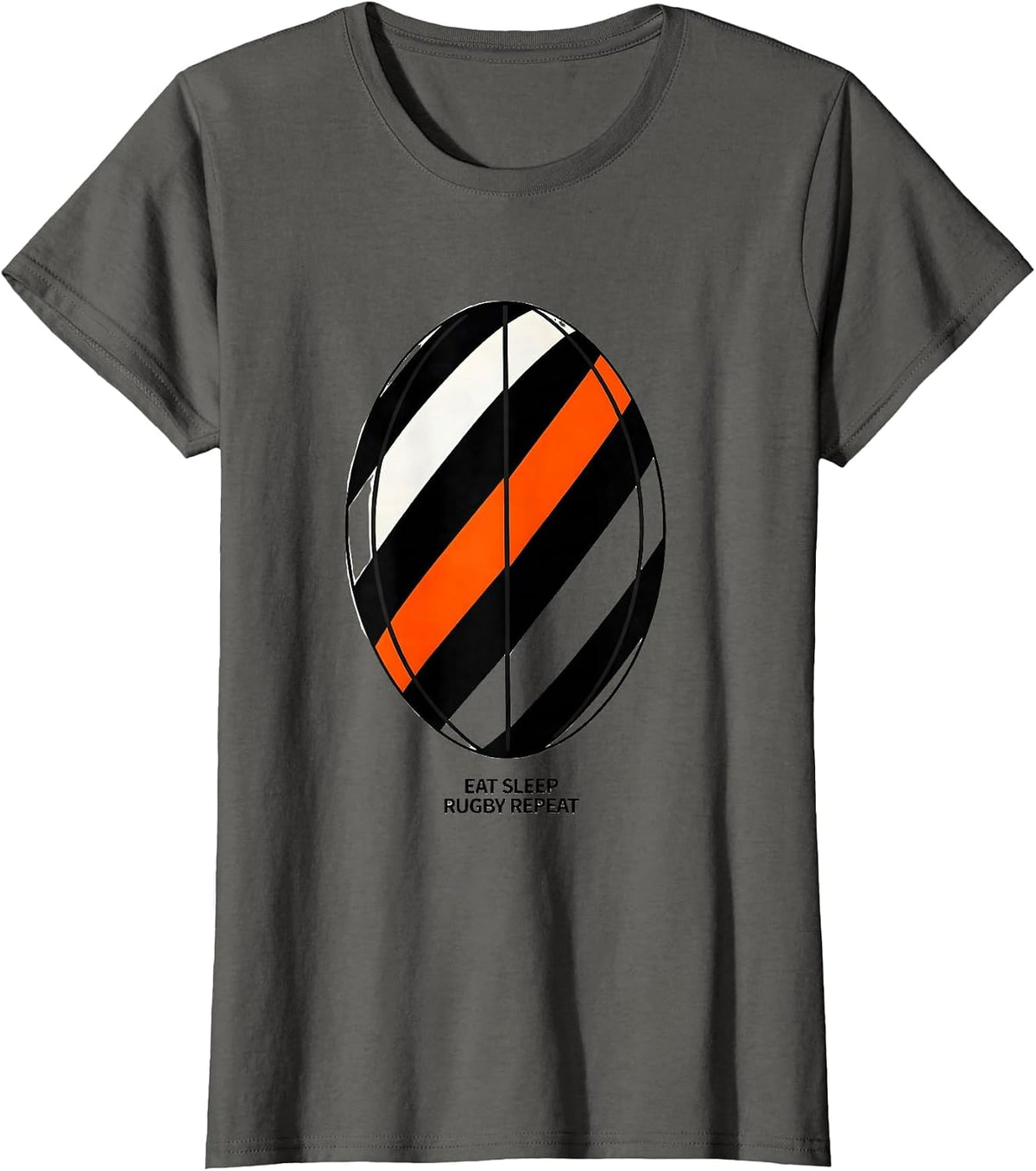Women's EAT SLEEP RUGBY REPEAT Funny Rugby Fan Rugby Player Sport T-Shirt - Asphalt Grey