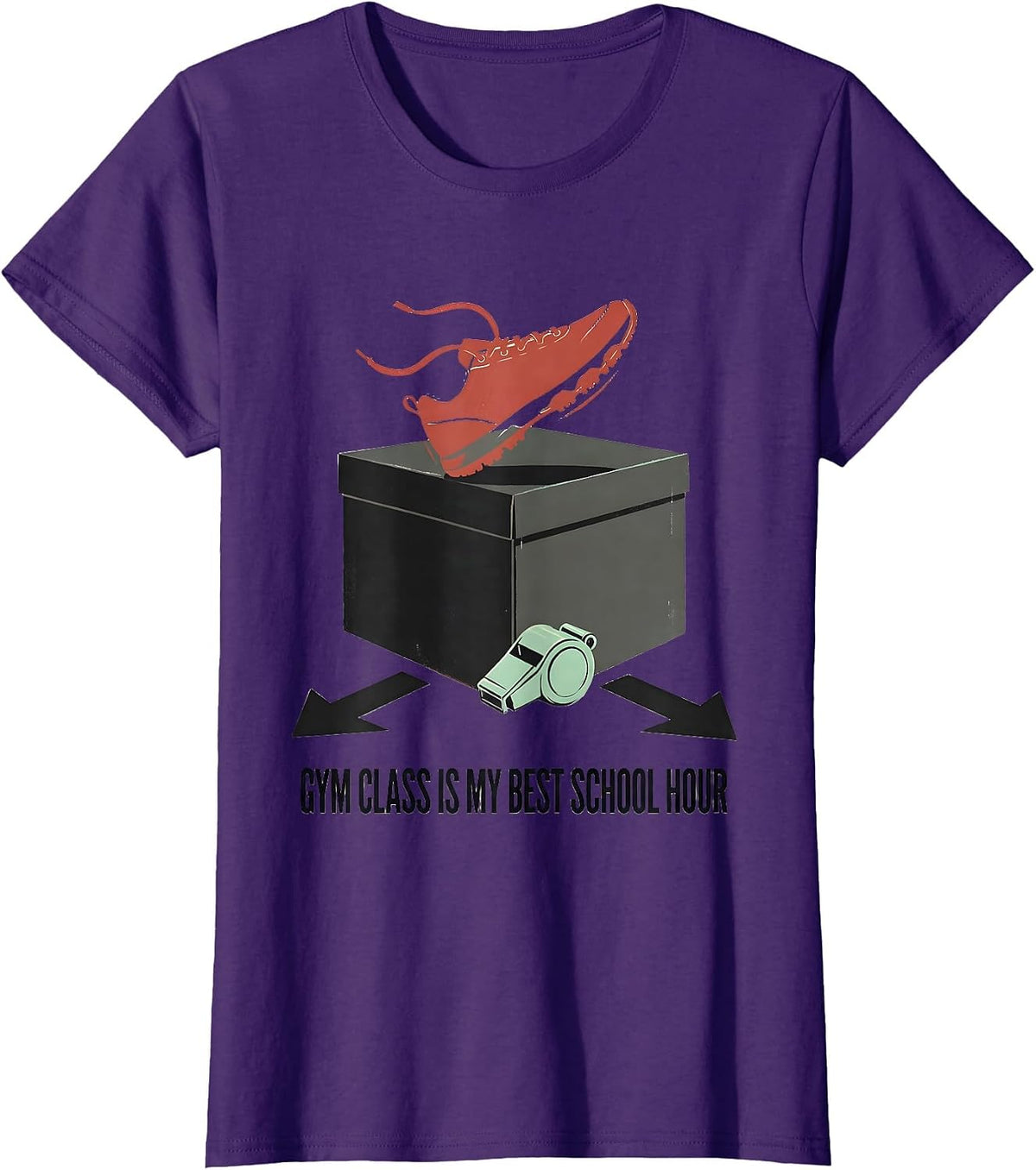 Women's Gym Class Is My Best School Hour Funny PE Teacher Back T-Shirt - Purple