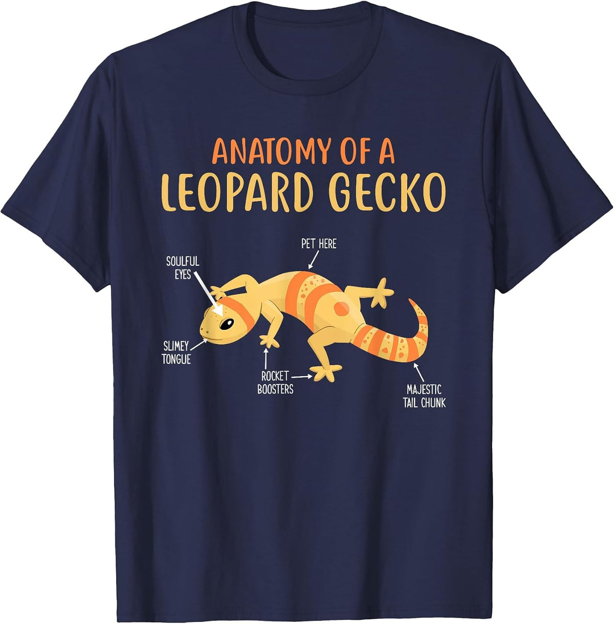 Anatomy of A Leopard Gecko Funny Reptiles Leopard Gecko T-Shirt - Navy Blue