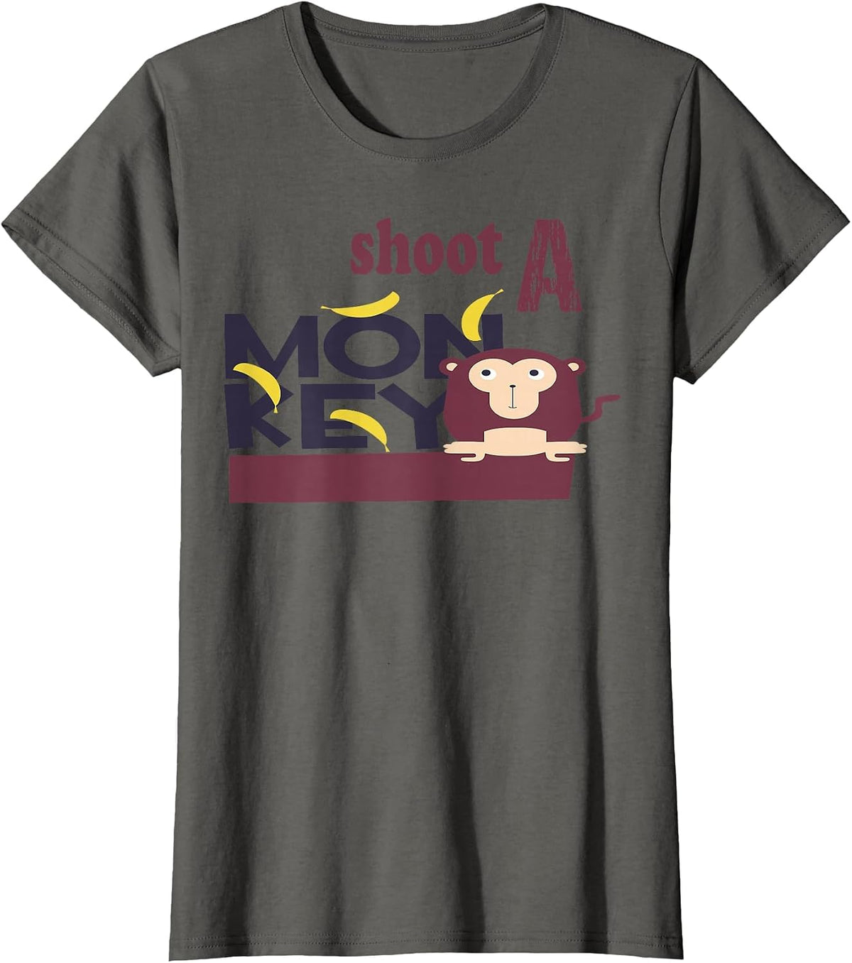 Shoot A Monkey Funny Southern Quotes Classic Design T-Shirt - Asphalt Grey