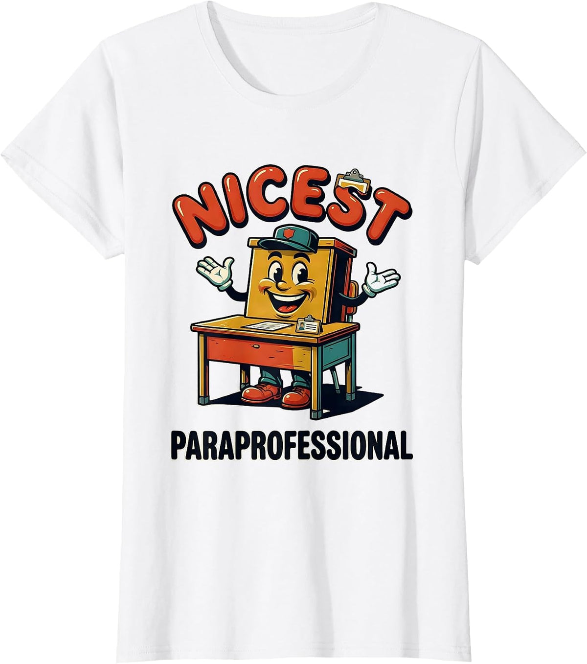 Nicest Paraprofessional Retro Advertising Teacher T-Shirt - White