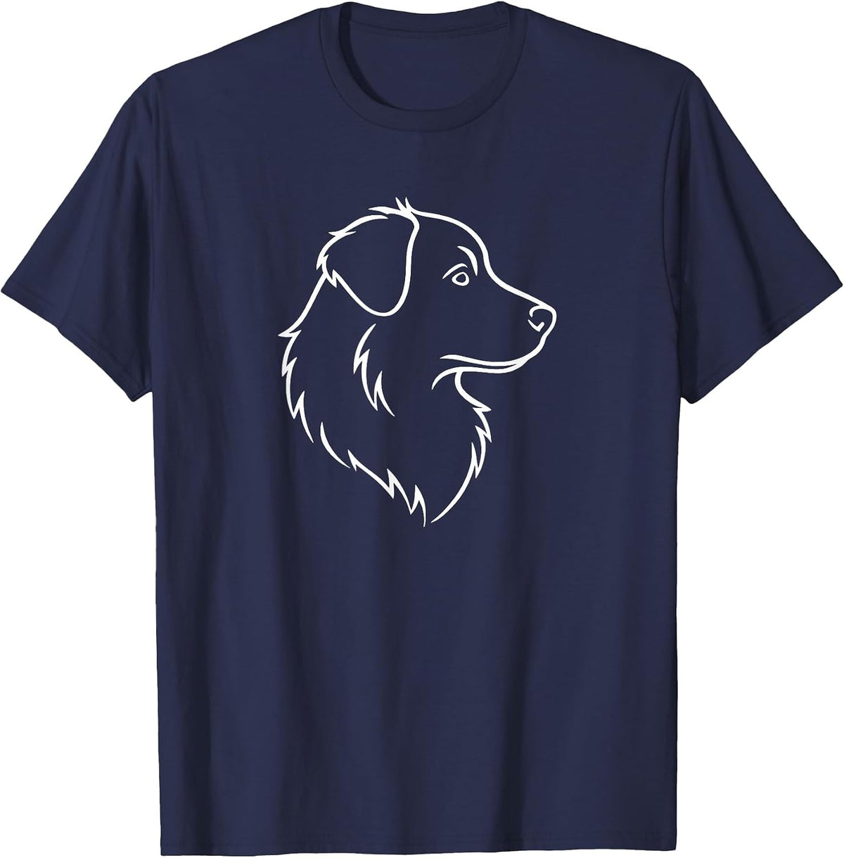 Minimalist Aussie Portrait Tee - Simple Dog Art T-Shirt - Navy Blue