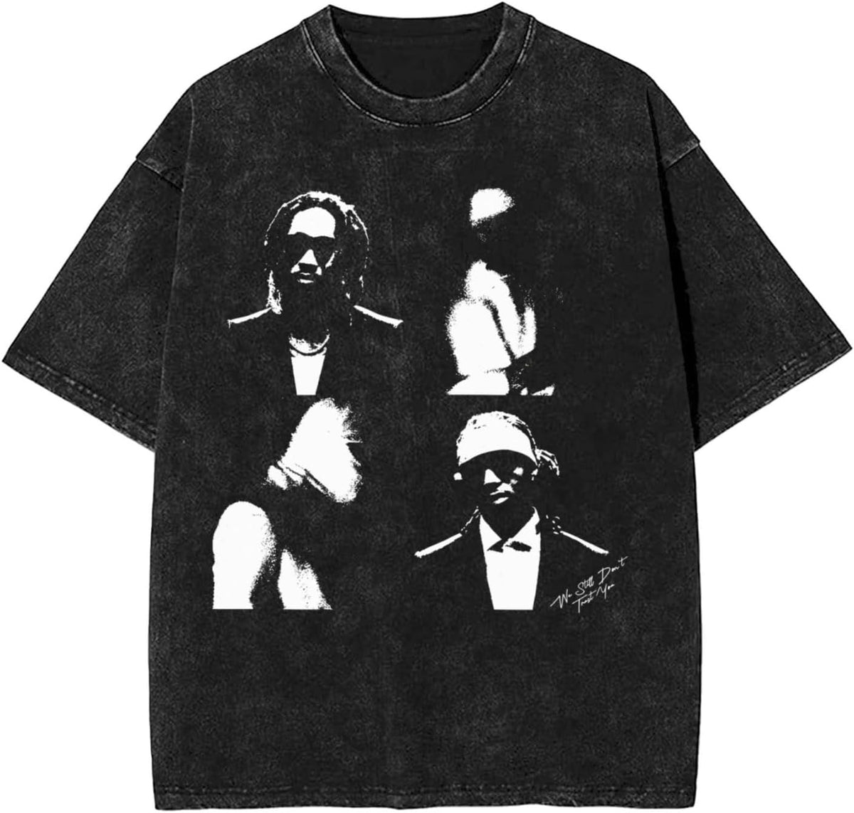 Men 80s&90s T-Shirt Short-Sleeve Adults Teens Stretch-Cotton Tshirts - Black 5