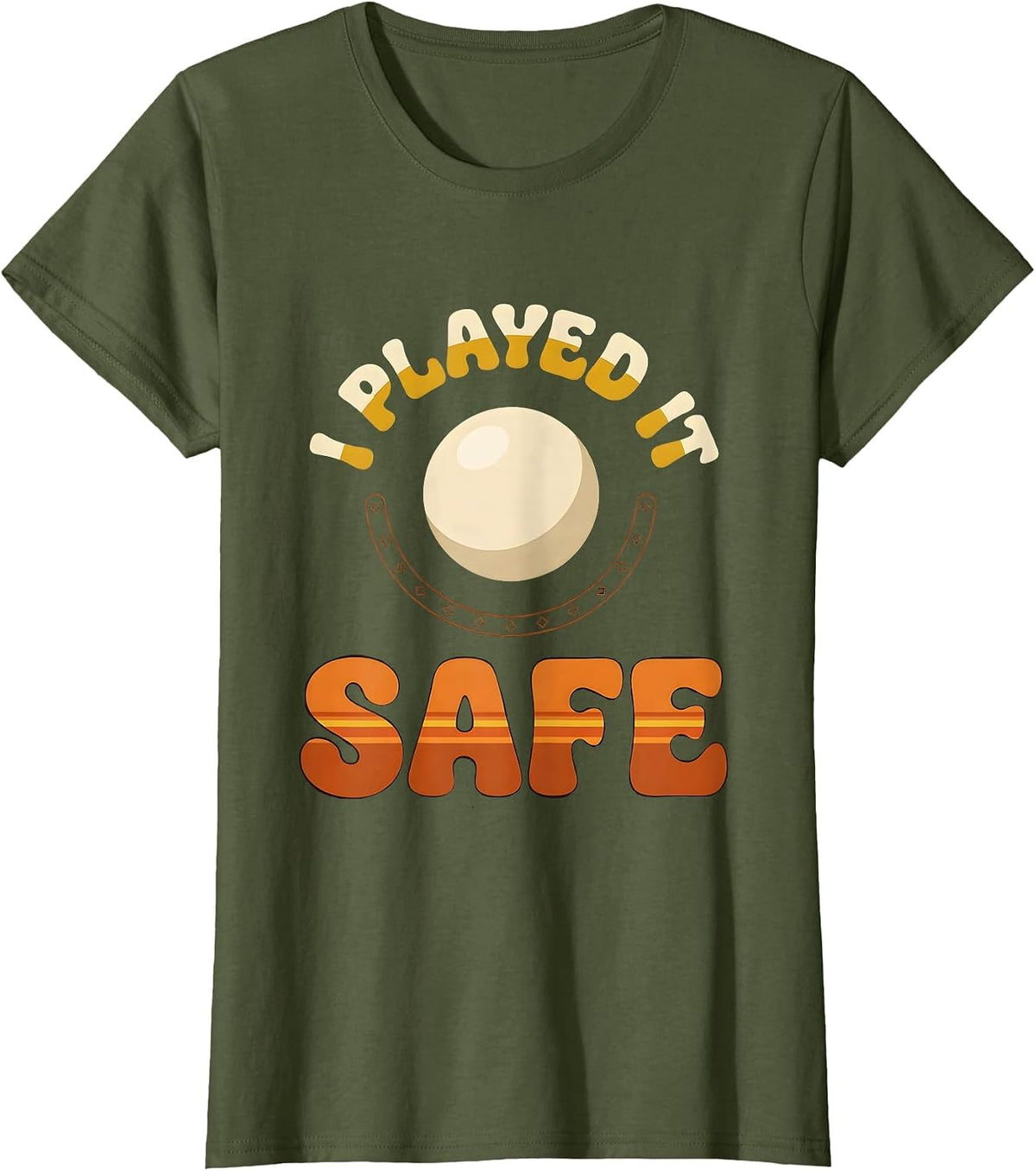 Women's I Played It Safe Retro 70s Funny Billiards Pool Player T-Shirt - Olive Green