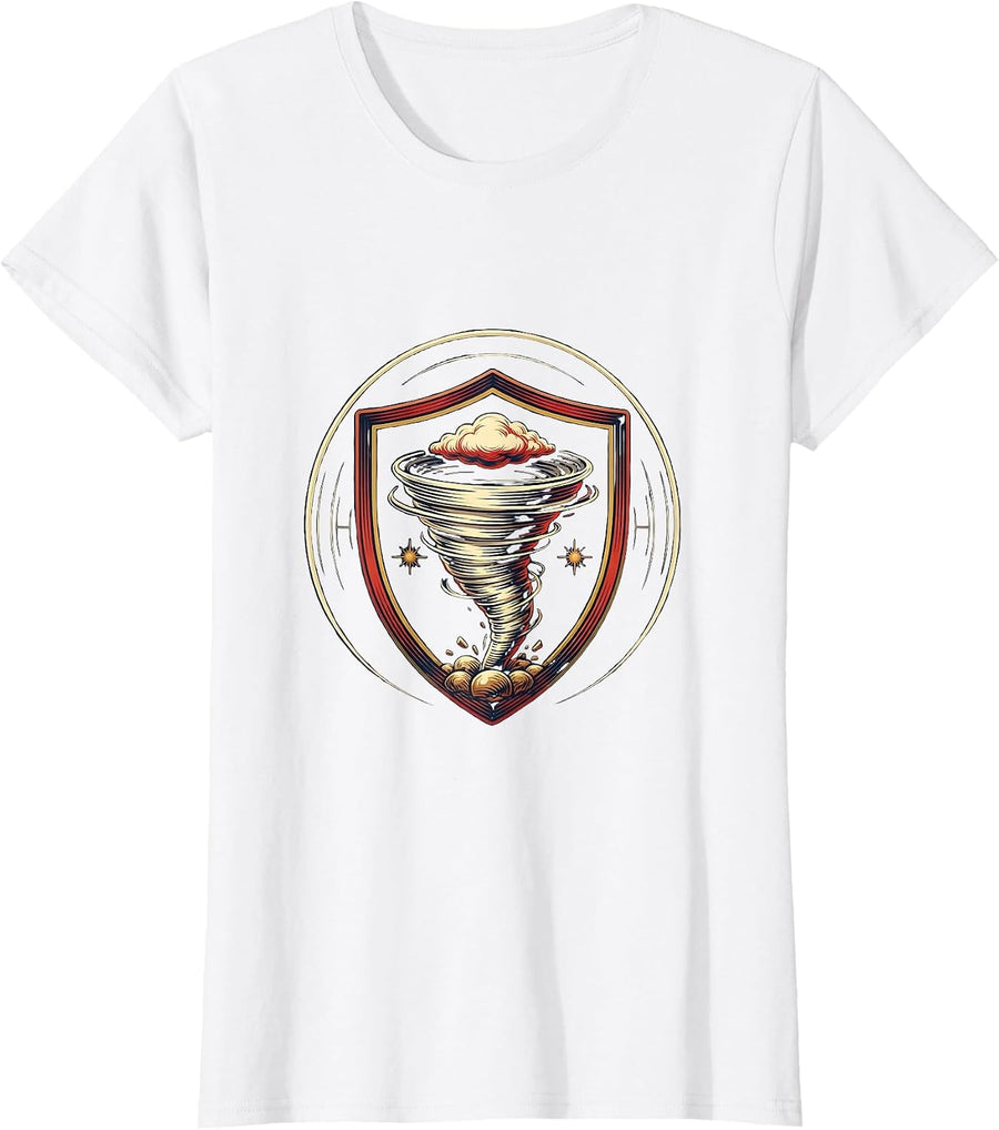Women's Storm Chaser Tornado Emblem Meteorology Humor T-Shirt - White