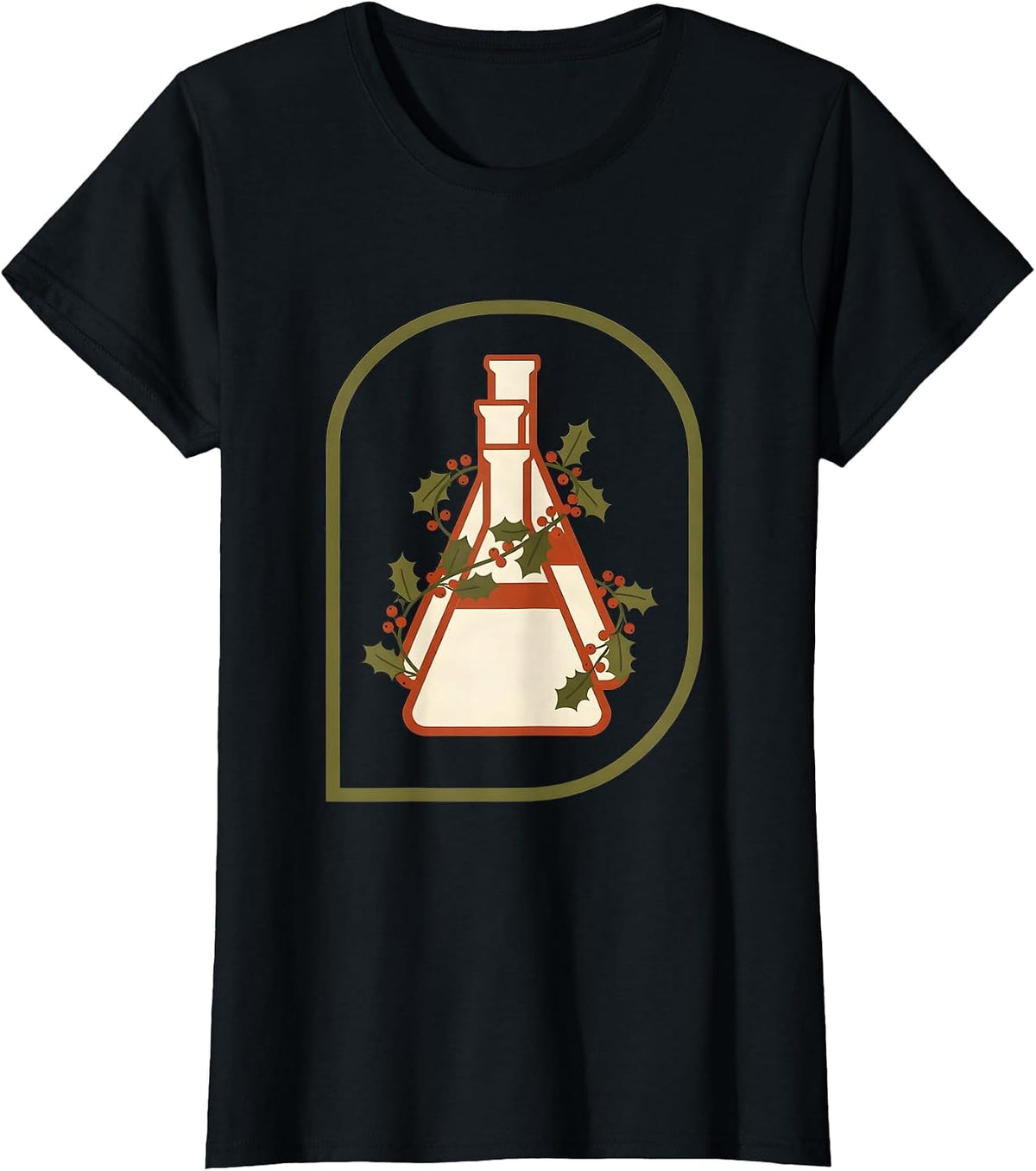 Laboratory Flasks Midcentury Modern Pharmacy Tech Christmas T-Shirt - Black