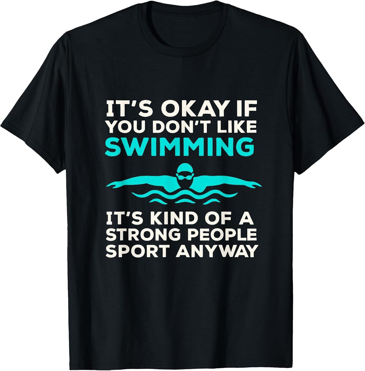 Funny Swimming Tee for Women Men Swimmer T-Shirt - Black
