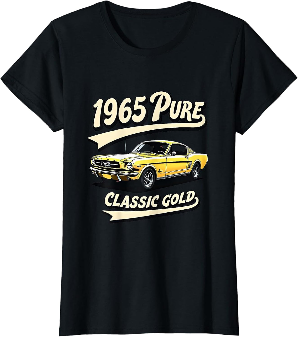 1965 Pure Classic Gold Vintage Design T-Shirt - Black