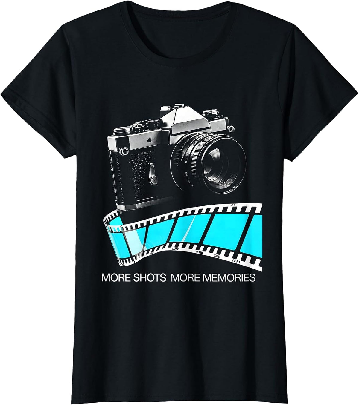 Women's More Shots More Memories Photography Design T-Shirt - Black