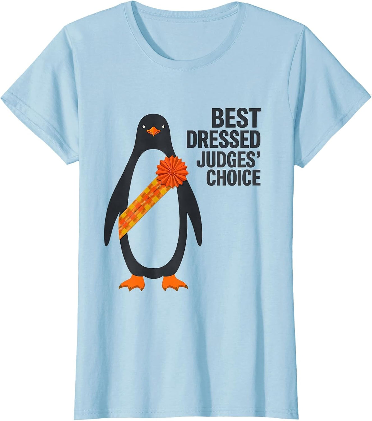 Best Dressed, Judges' Choice Funny Penguin Ugly Christmas T-Shirt - Baby Blue