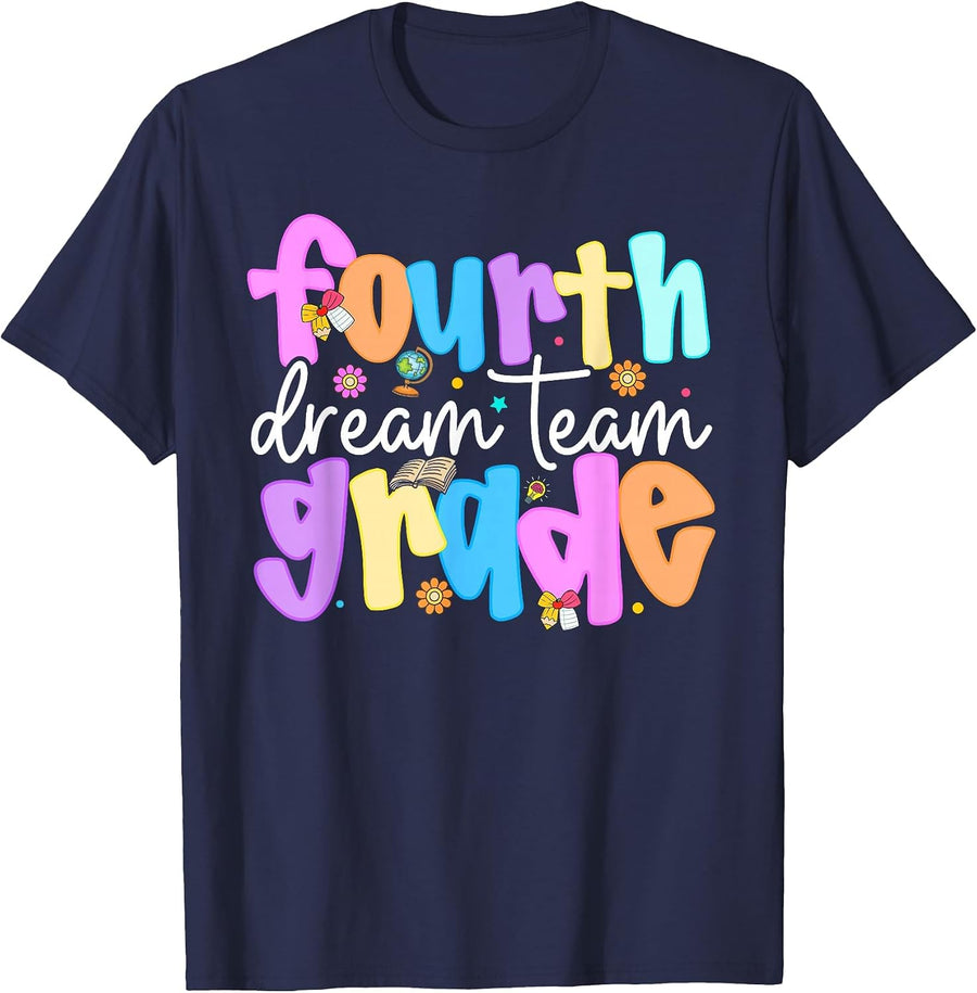 4th Grade Dream Team Back to School Teacher Student Kids T-Shirt - Navy Blue