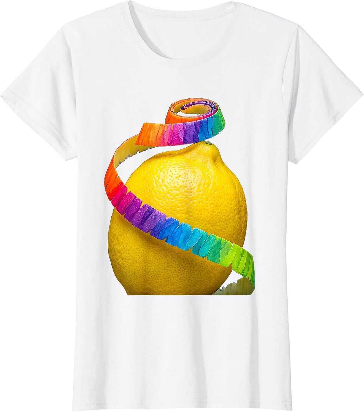 Lemon Curling Peel Ribbon Graphic Design T-Shirt - White