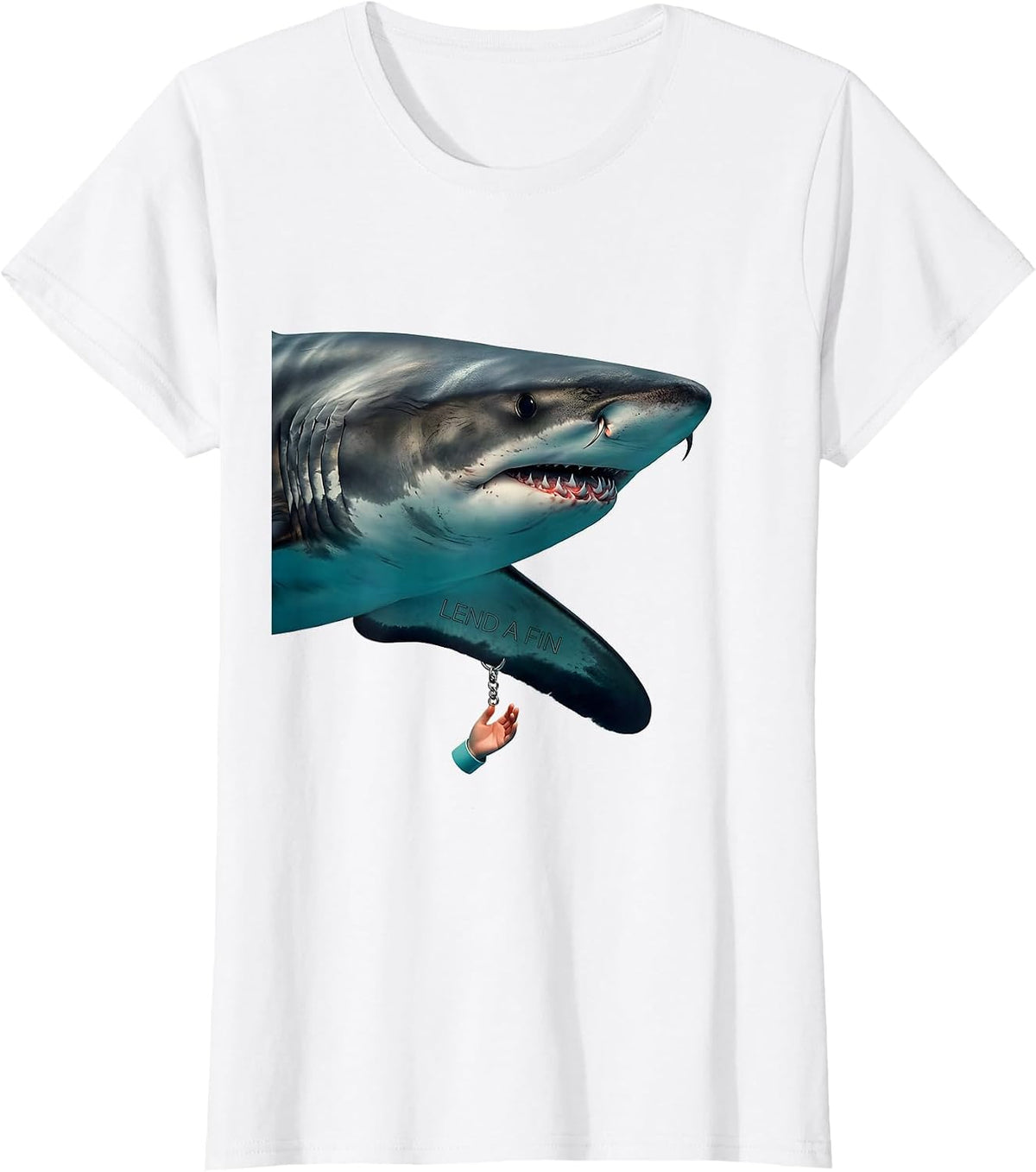 Lend A Fin Midcentury Modern Funny Shark Lover Marine T-Shirt - White
