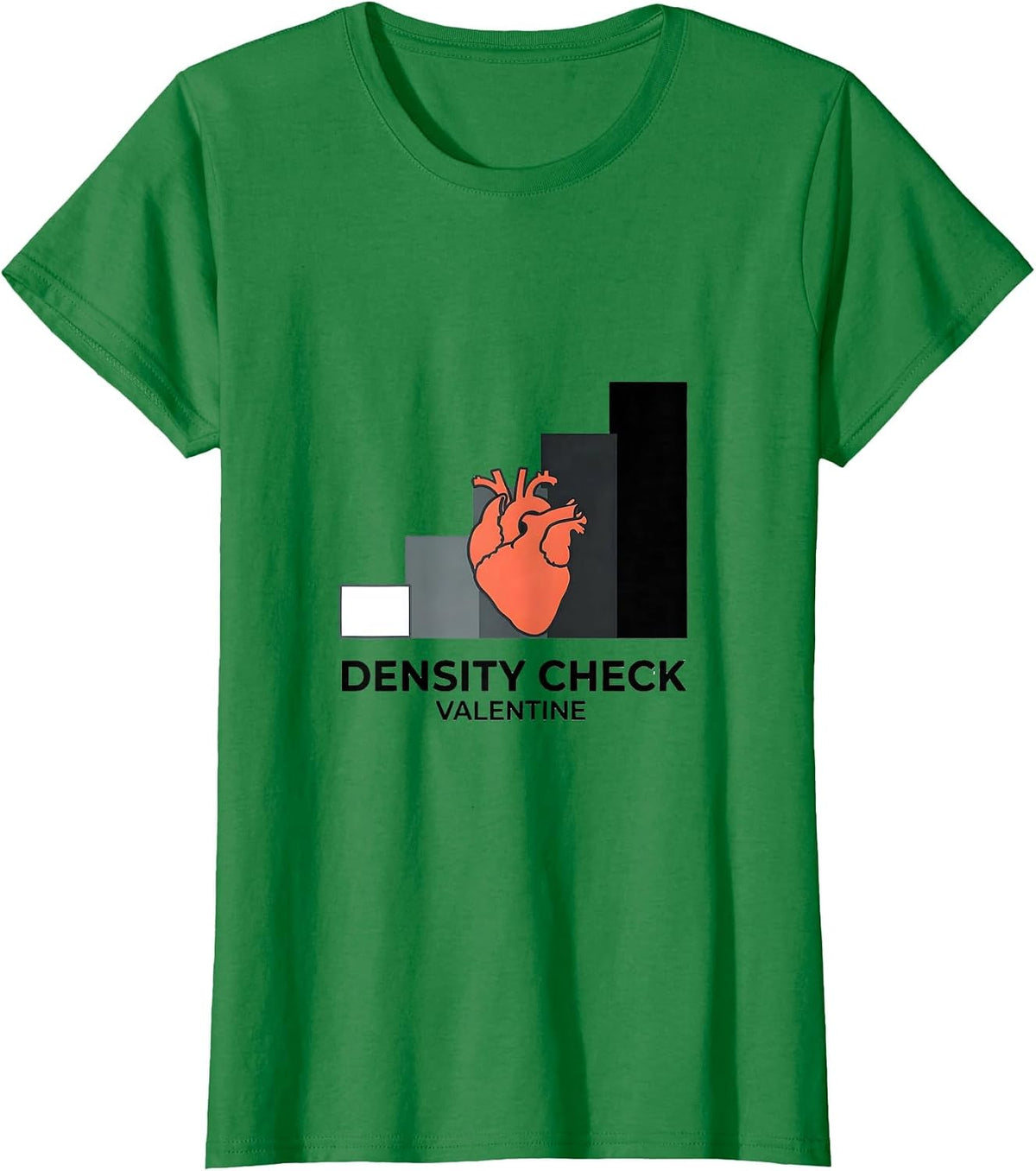 Women's Density Check Valentine Radiology Tech Skeleton Humor T-Shirt - Kelly Green