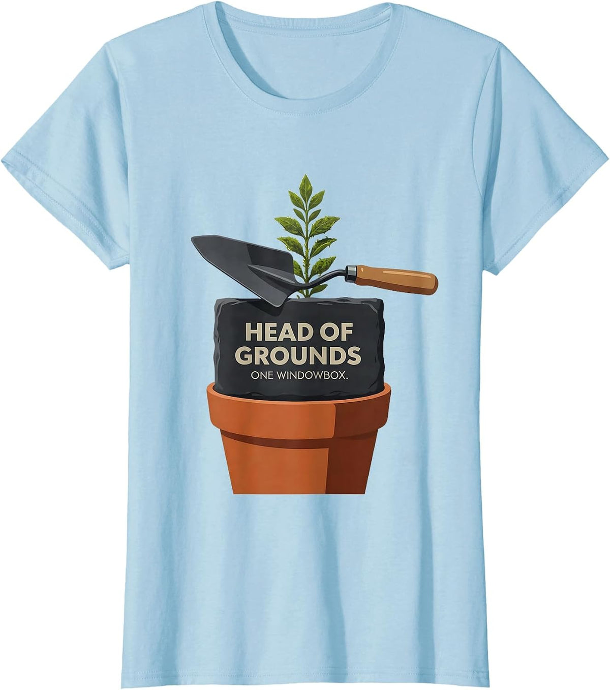 Women's Head of Grounds One Windowbox Funny Gardening Plant Lover T-Shirt - Baby Blue