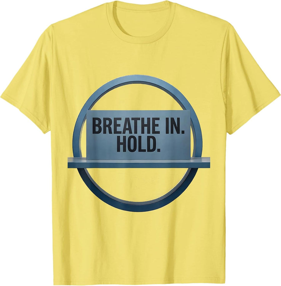 Men's Breathe In Hold Minimalist CT Radiology Tech Humor T-Shirt - Lemon Yellow
