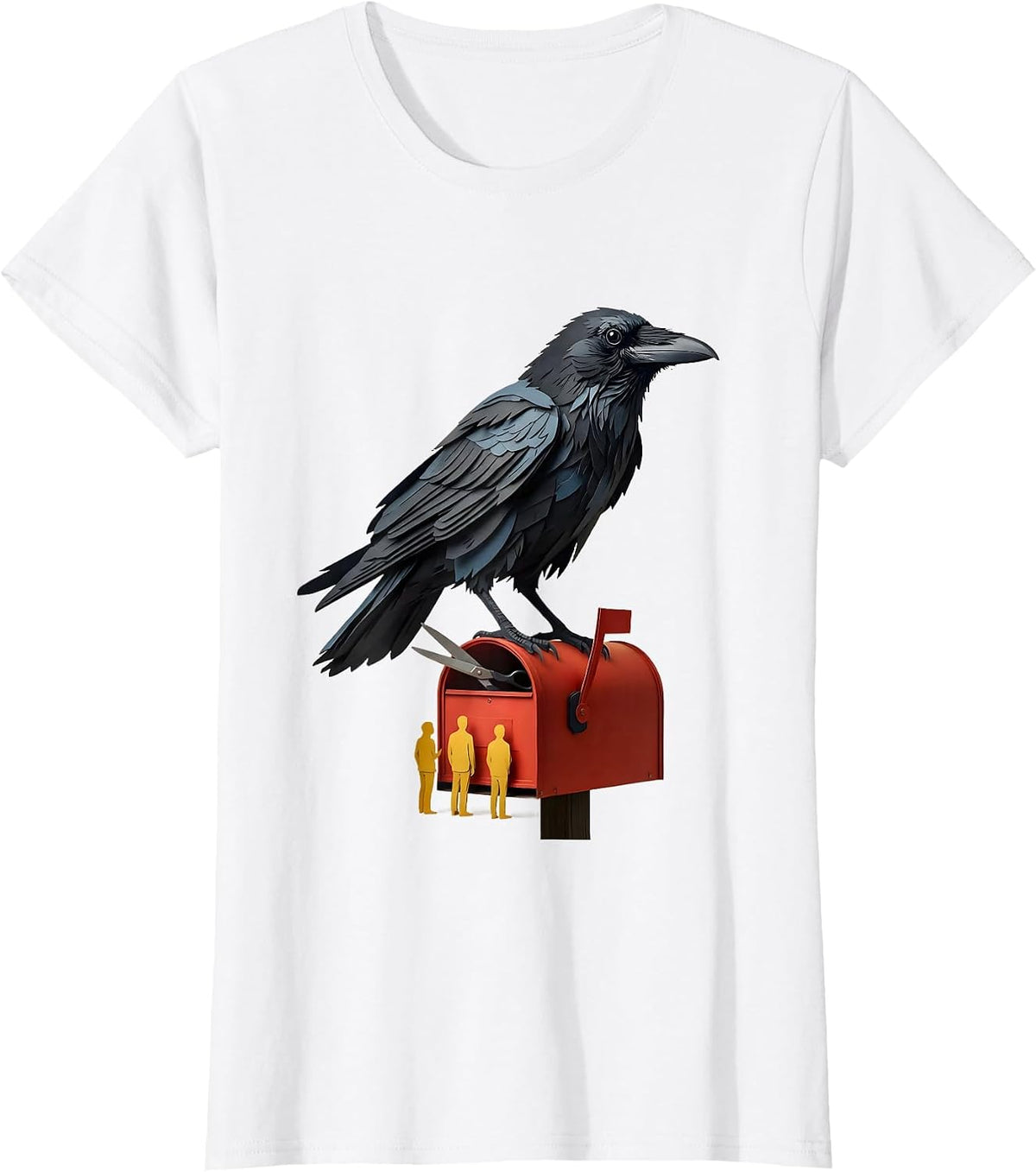 Women's Black Crow Paper Cutout Gothic Humor Crow Lover Gift T-Shirt - White